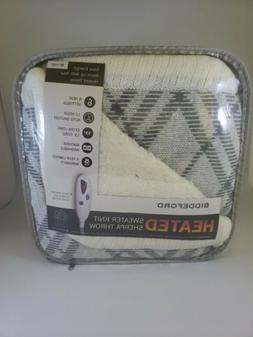 62" x 50" Heated Sweater Knit & Sherpa Throw Blanket - Bidde