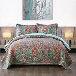 Newlake Cotton Bedspread Quilt Sets-Reversible Patchwork Cov