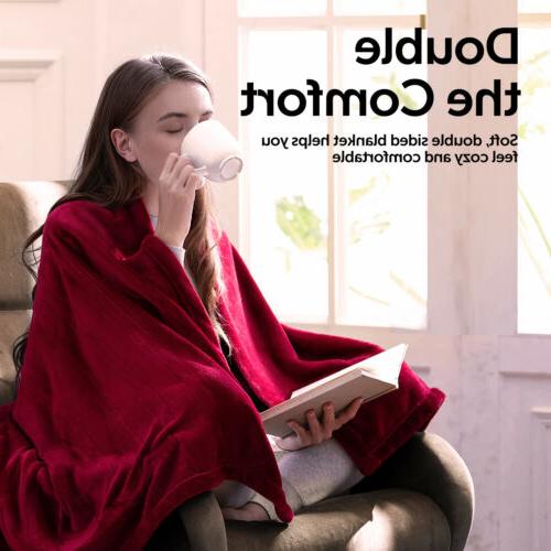 Electric Heated Blanket Warm Over Throw Control Twin