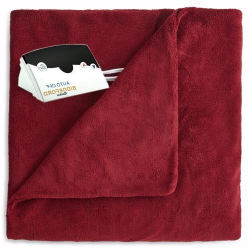 Pure Warmth MicroPlush Electric Heated Blanket Full Claret