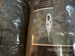 NEW Biddeford MICRO PLUSH Gray Herringbone Pattern Electric 