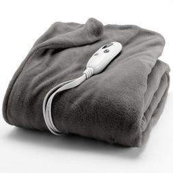 Biddeford Solid Plush Heated Electric Throw - Grey