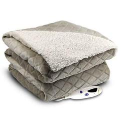 Velour Diamond Embossed/sherpa Electric Heated Throw With